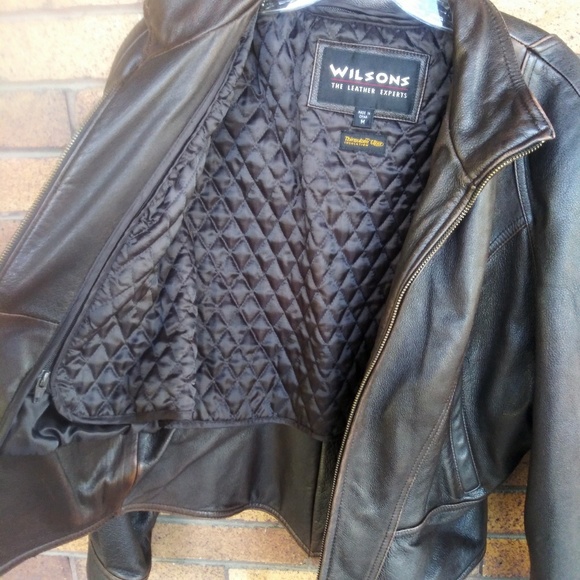 Wilson's Cropped Brown Leather Jacket Zip Liner M - Picture 2 of 8
